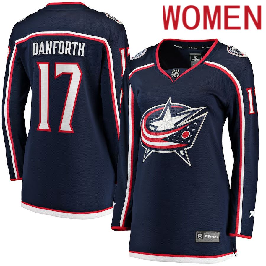 Women Columbus Blue Jackets #17 Justin Danforth Fanatics Branded Navy Home Breakaway Player NHL Jersey->columbus blue jackets->NHL Jersey